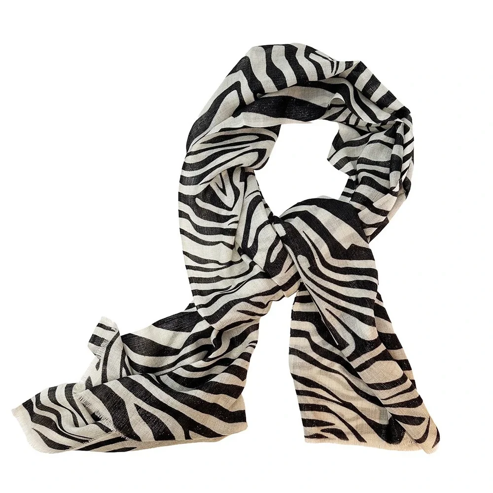 SOFT SURROUNDINGS NWT Women's Wool & Silk‎ Blend Scarf • Zebra metallic